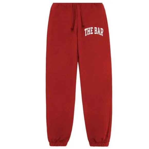 The Bar Varsity Ruby and White Sweatpants